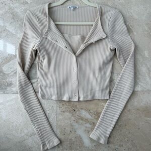 Reformation Ruby Knit Cardigan Set - Bone - Size S